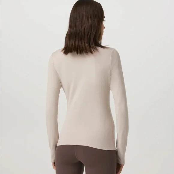 Vuori Long Sleeve Halo Snap Cardigan Extra Small Ecru Heather - Picture 3 of 9